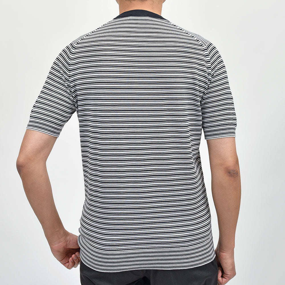 JOHN SMEDLEY ジョンスメドレー WILBUR シーアイランドコットン 30ゲージ ボーダー クルーネックニット EASY FIT
