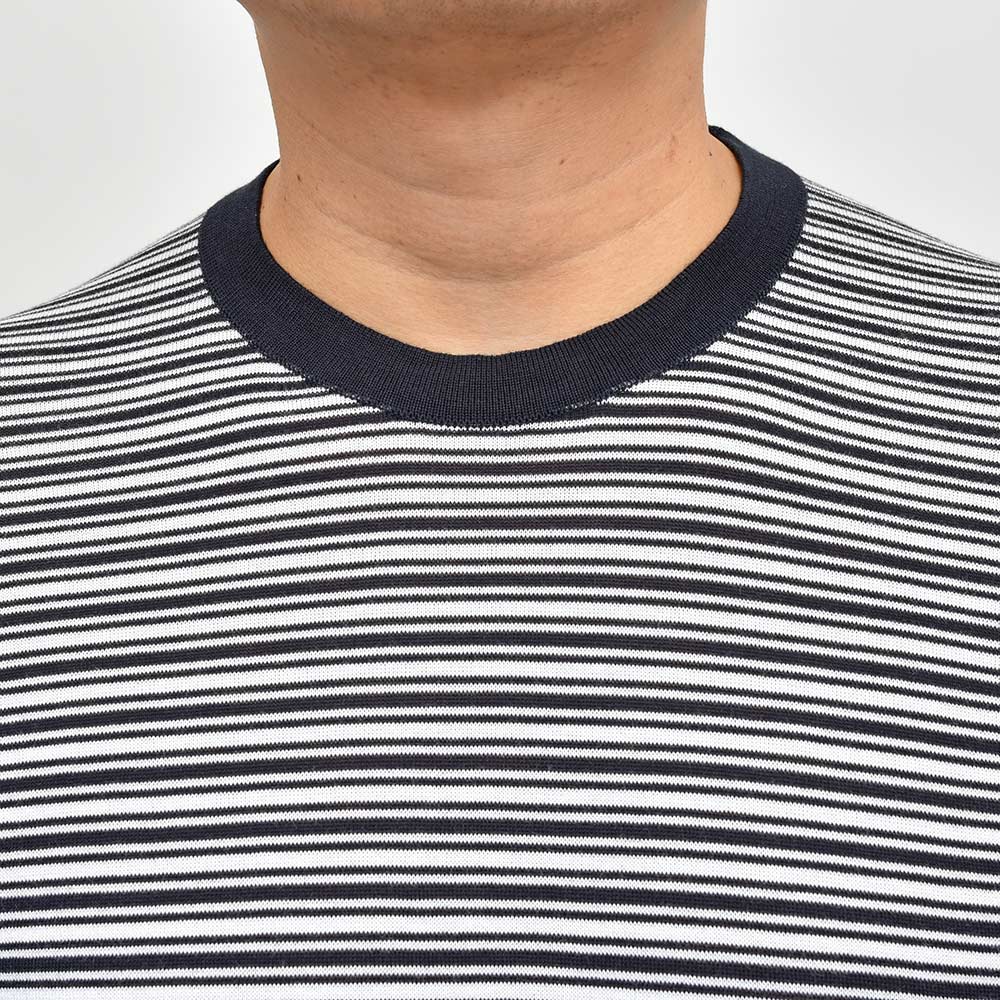 JOHN SMEDLEY ジョンスメドレー WILBUR シーアイランドコットン 30ゲージ ボーダー クルーネックニット EASY FIT