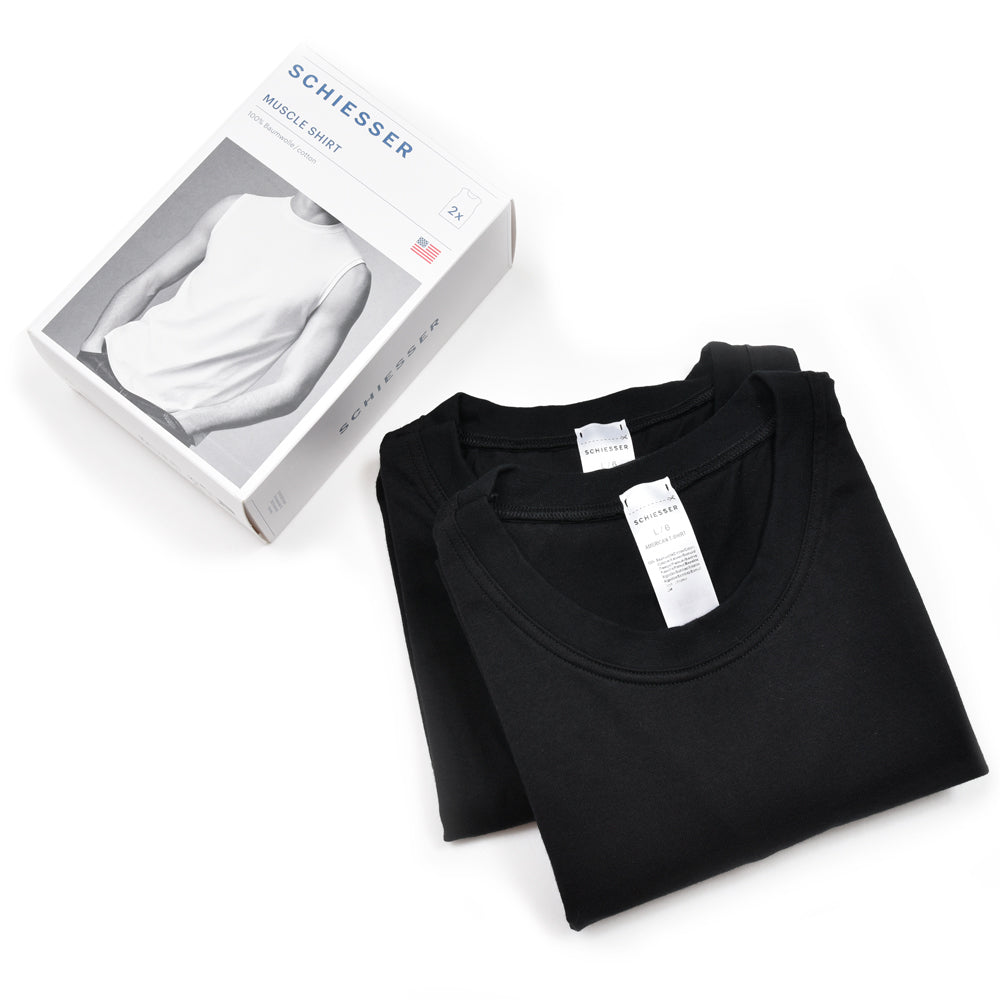 Schiesser(シーサー) コットン天竺ノースリーブクルーネックカットソー AMERICAN T-SHIRT SINGLET(2packs)