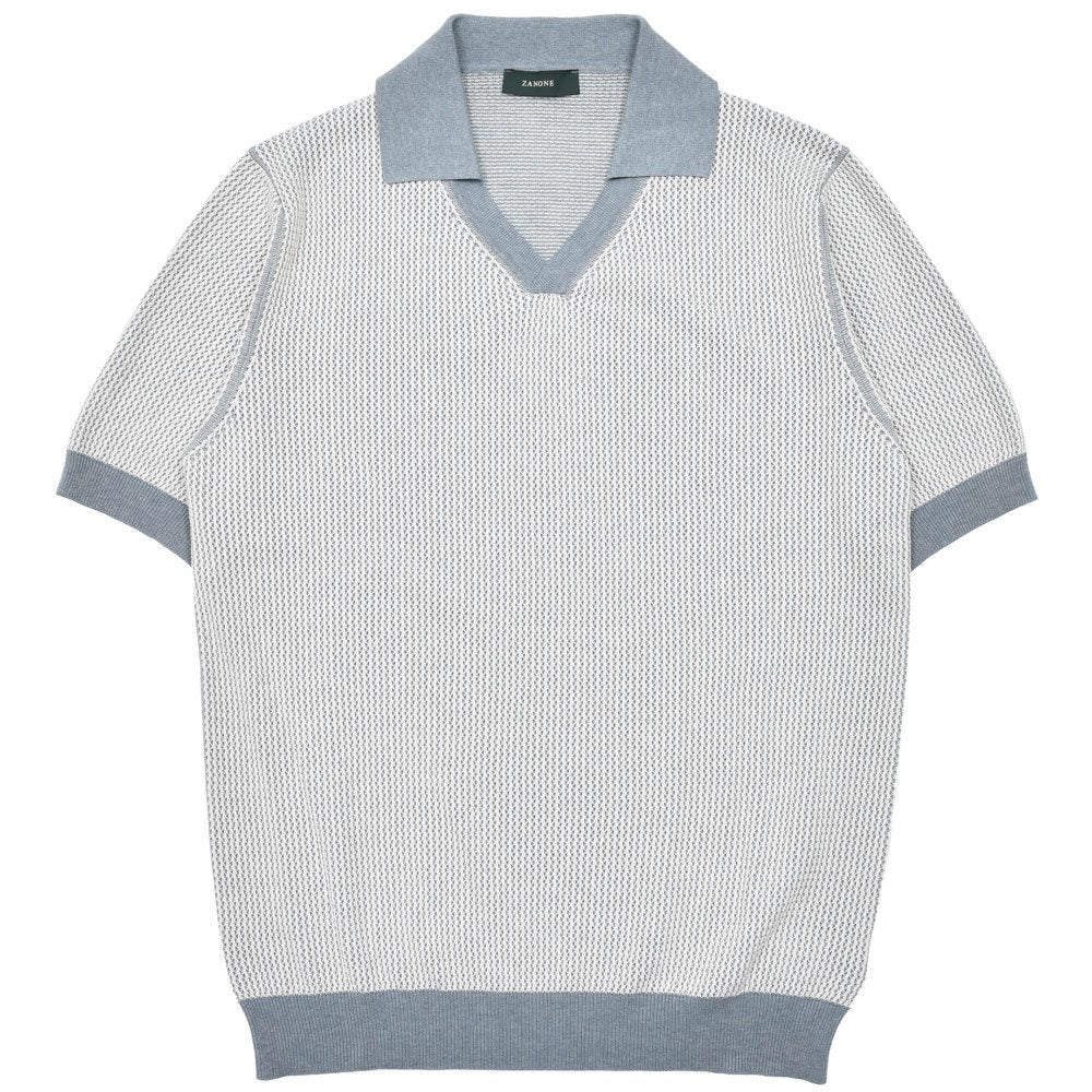 ZANONE(ザノーネ) 14ゲージコットンクレープジャガードS/Sスキッパーニットポロ POLO V MC/SLIM FIT/810192/ZN322/36408(M)
