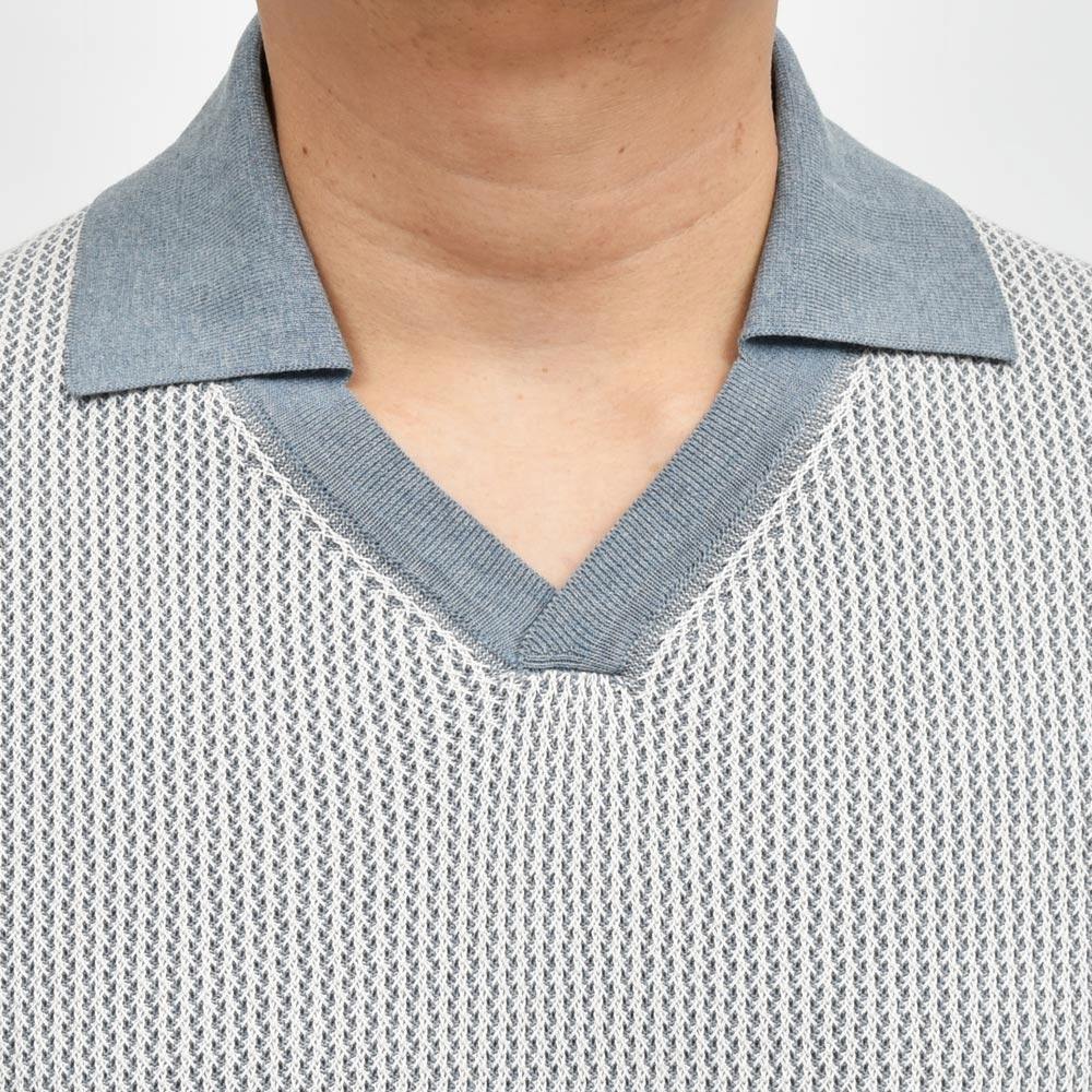 ZANONE(ザノーネ) 14ゲージコットンクレープジャガードS/Sスキッパーニットポロ POLO V MC/SLIM FIT/810192/ZN322/36408(M)