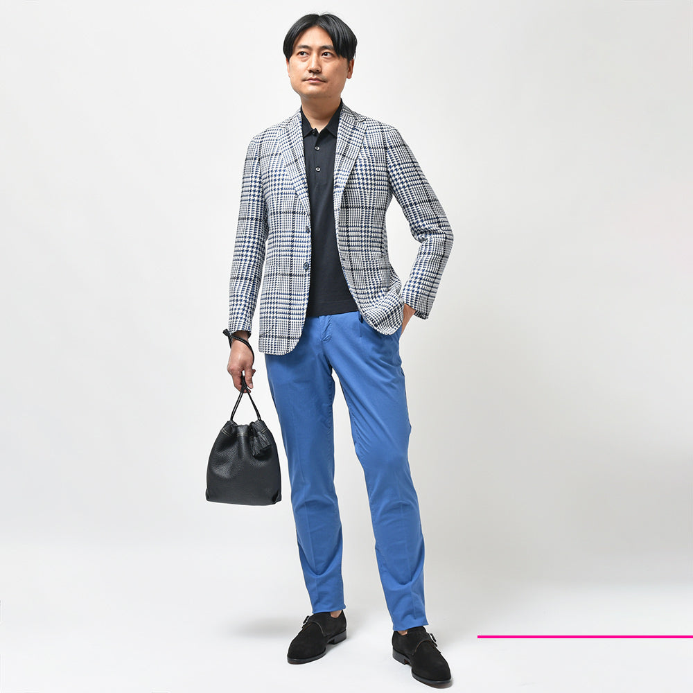 STILE LATINO スティレ ラティーノ VINCENZO シルク リネン コットン グレンチェック シングル3Bジャケット