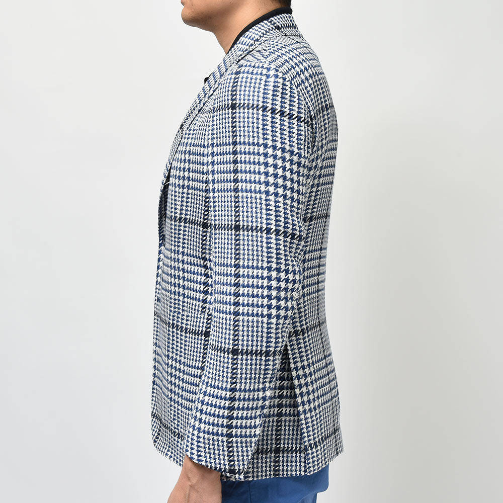 STILE LATINO スティレ ラティーノ VINCENZO シルク リネン コットン グレンチェック シングル3Bジャケット