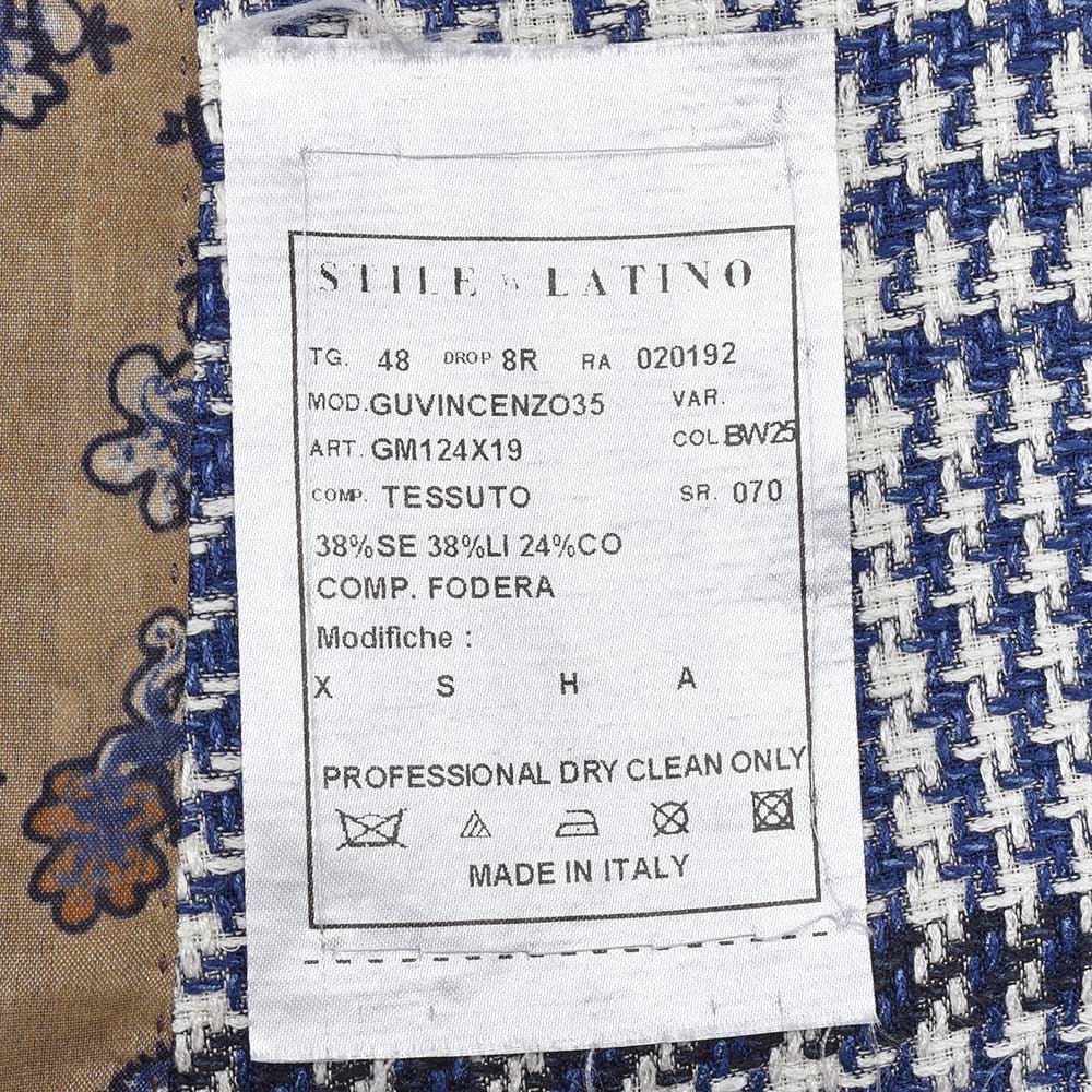 STILE LATINO スティレ ラティーノ VINCENZO シルク リネン コットン グレンチェック シングル3Bジャケット