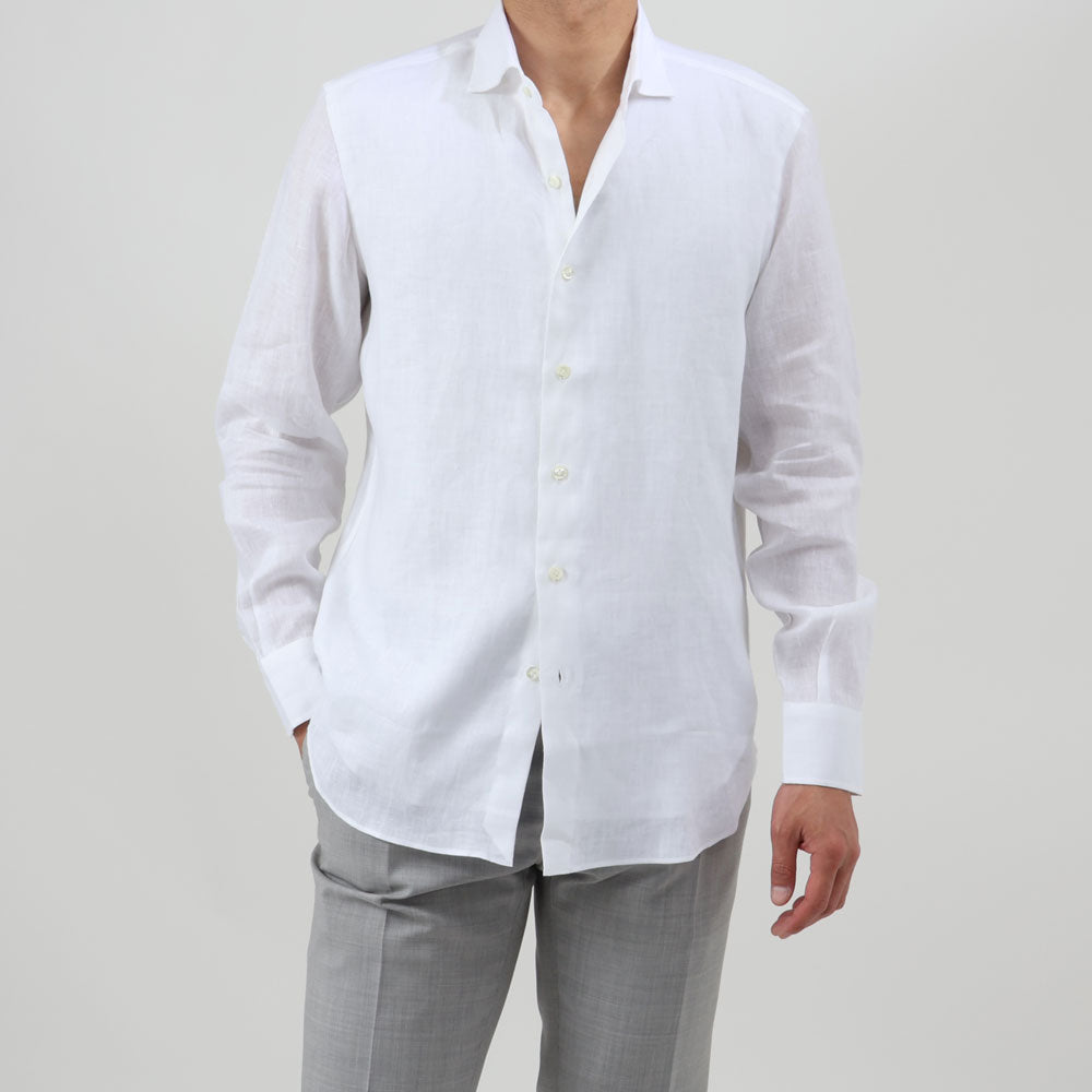 マリア・サンタンジェロ / 前身二重仕立て リネン ワイドカラー シャツ/SLIM FIT/MARCO/HAWAII