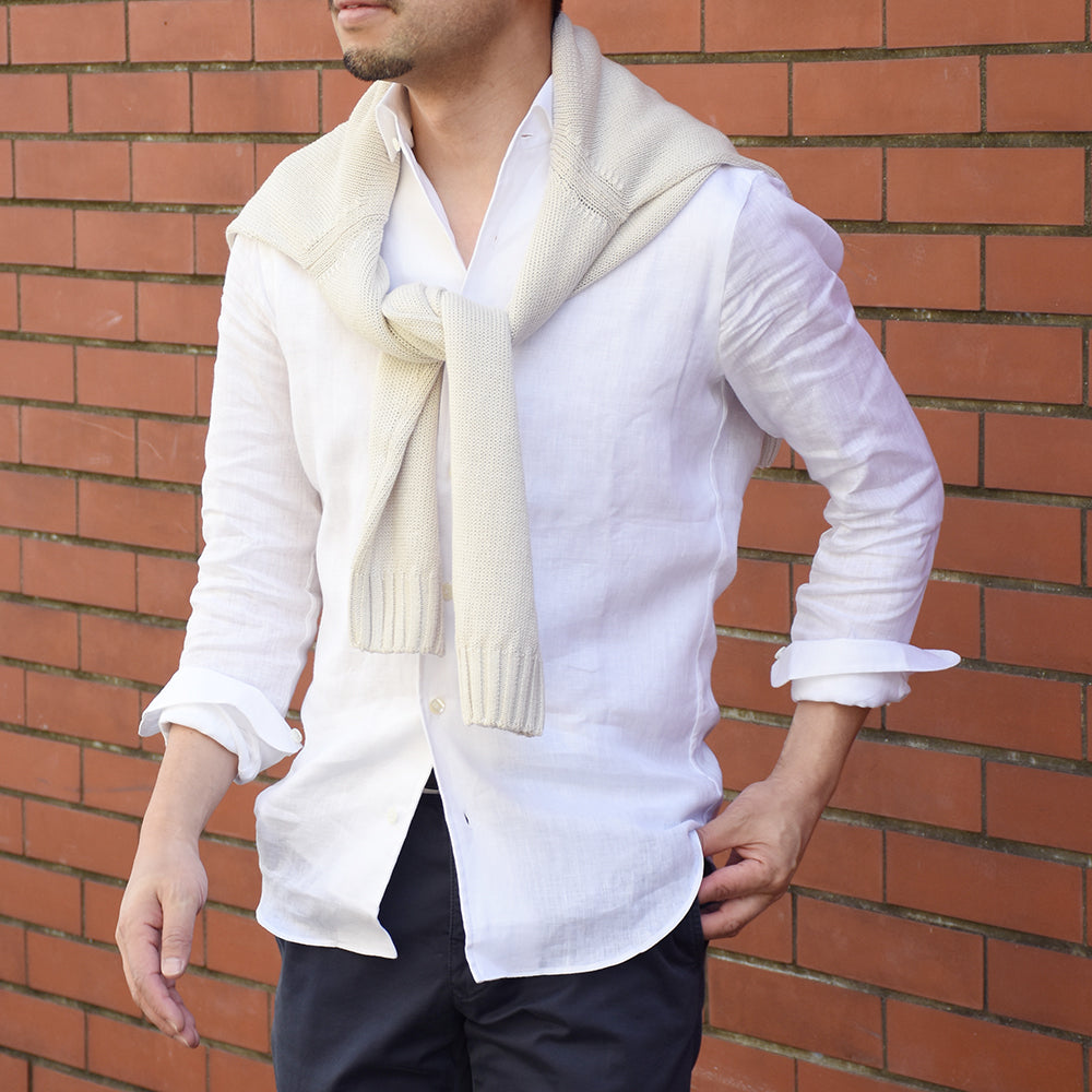 マリア・サンタンジェロ / 前身二重仕立て リネン ワンピースカラー シャツ/SLIM FIT/MARCELLO/HAWAII