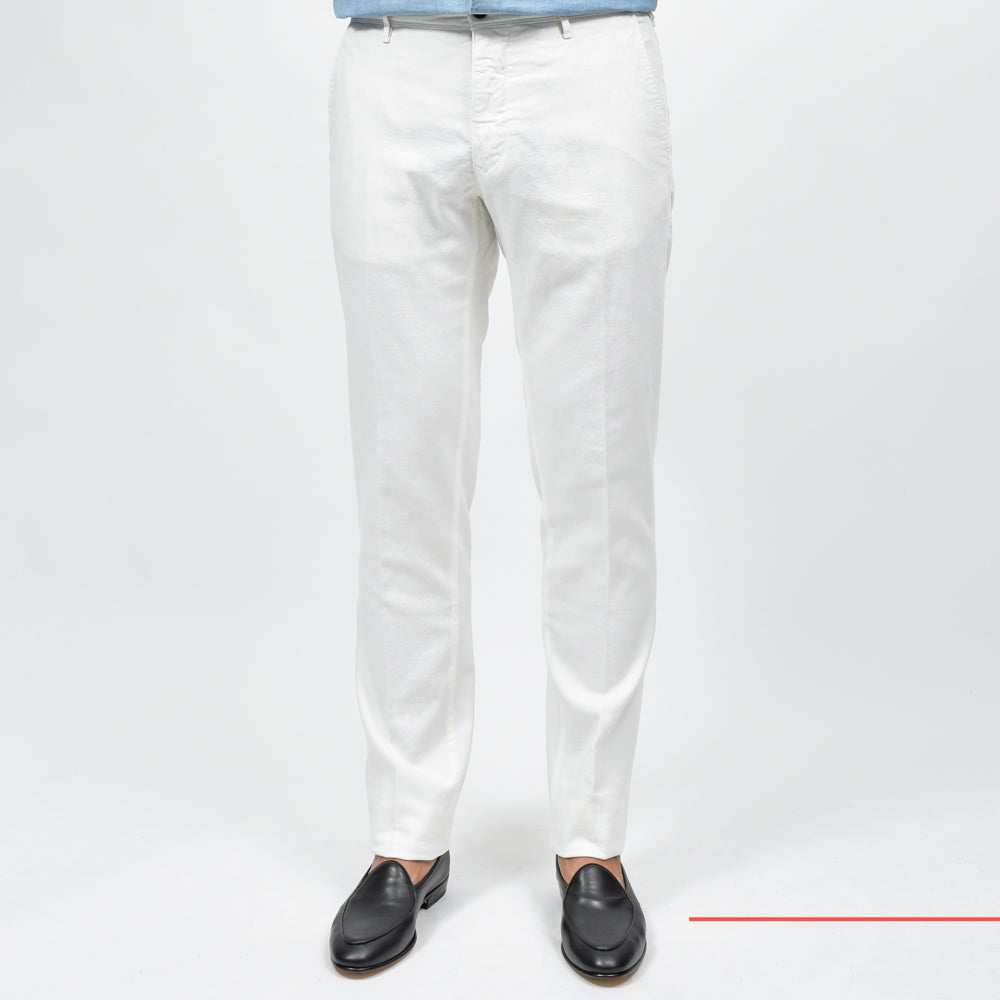 INCOTEX SLACKS(インコテックス スラックス) SLIM FIT ガーメントダイコットンリネンストレッチキャンバステーパードパンツ 470-31574(M)