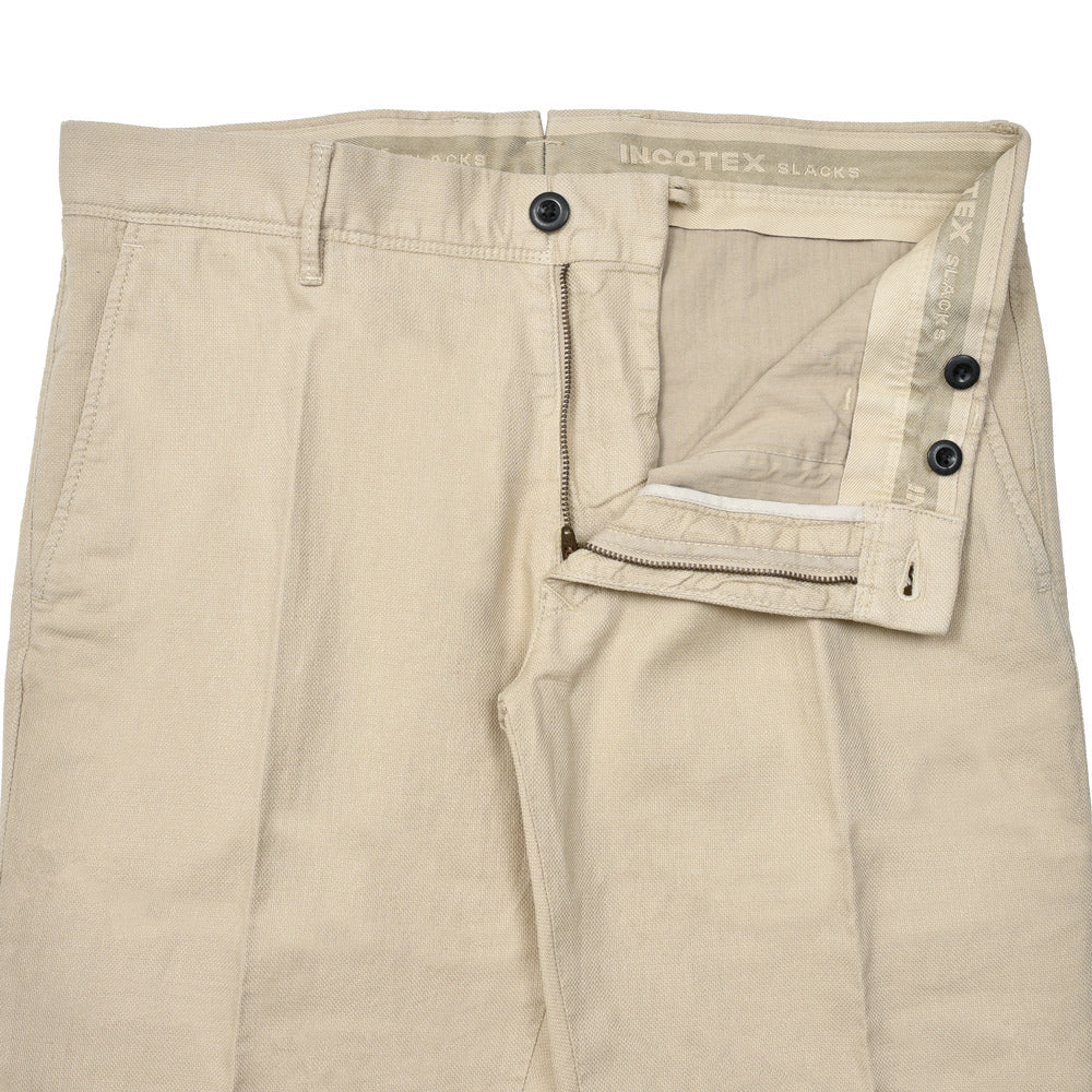INCOTEX SLACKS(インコテックス スラックス) SLIM FIT ガーメントダイコットンリネンストレッチキャンバステーパードパンツ 470-31574(M)