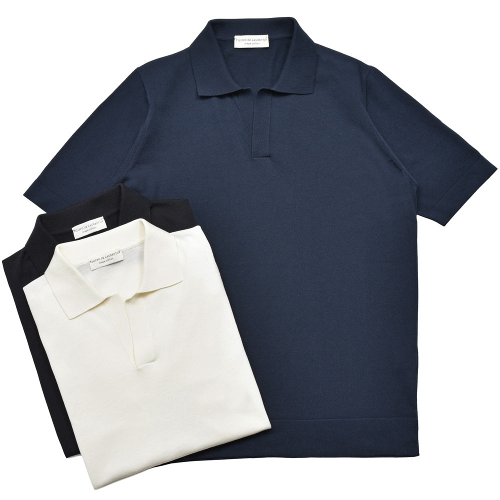 FILIPPO DE LAURENTIIS(フィリッポ デ ローレンティス) クレープコットンS/Sスキッパーポロニット PL0MCSK19
