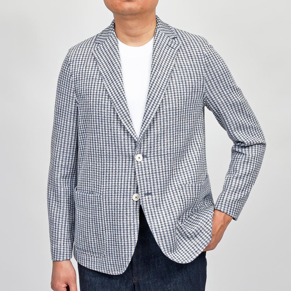 CIRCOLO 1901 チルコロ1901 S.JACKET コットン リネン ストレッチ ギンガムチェック シングル2Bシャツジャケット