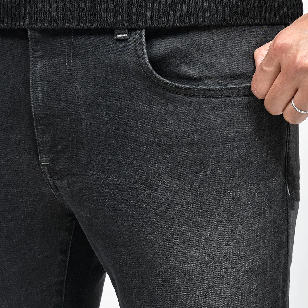 PT TORINO DENIM ピーティートリノデニム コットンレーヨンポリエステル ストレッチ ウォッシュド ブラックデニムパンツ SWING/SUPERSLIM FIT/OA3110