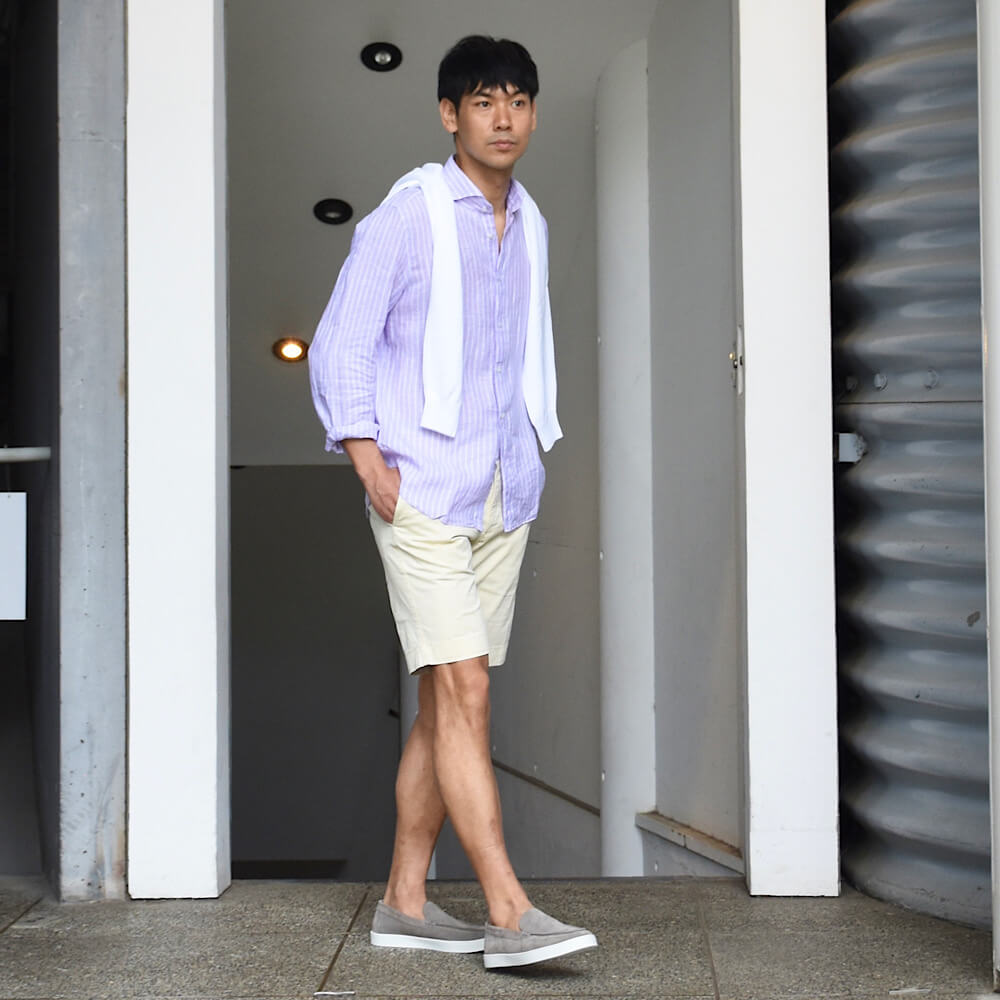 インコテックス / ストレッチ コットンライトギャバ ノープリーツ ショートパンツ/INCOTEX SLACKS/SLIM FIT/11S215 9664A
