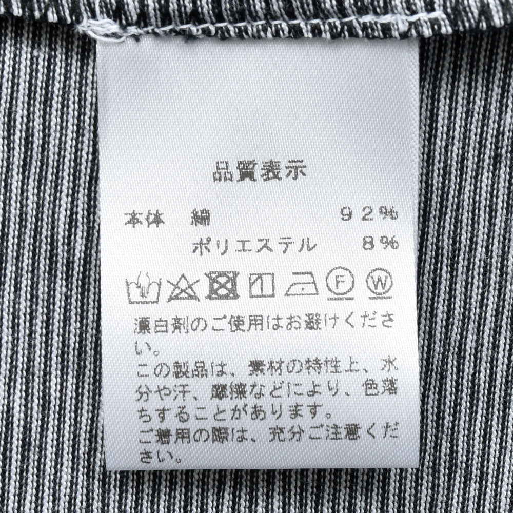 MAISON CORNICHON(メゾン コルニション) コットンポリフライスマイクロボーダークルーネックS/Sカットソー