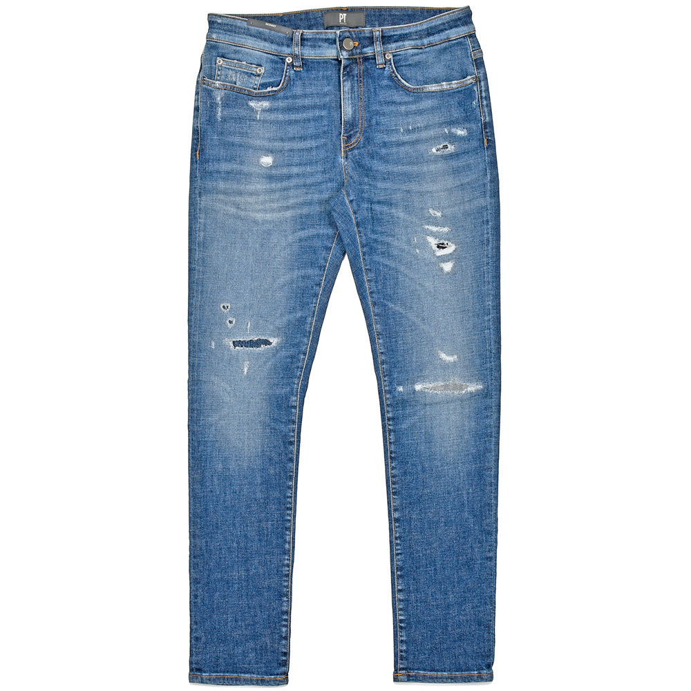 PT TORINO DENIM ピーティートリノデニム コットン ストレッチ ウォッシュド ダメージ&リペア デニムパンツ ROCK/SKINNY FIT/OA4720