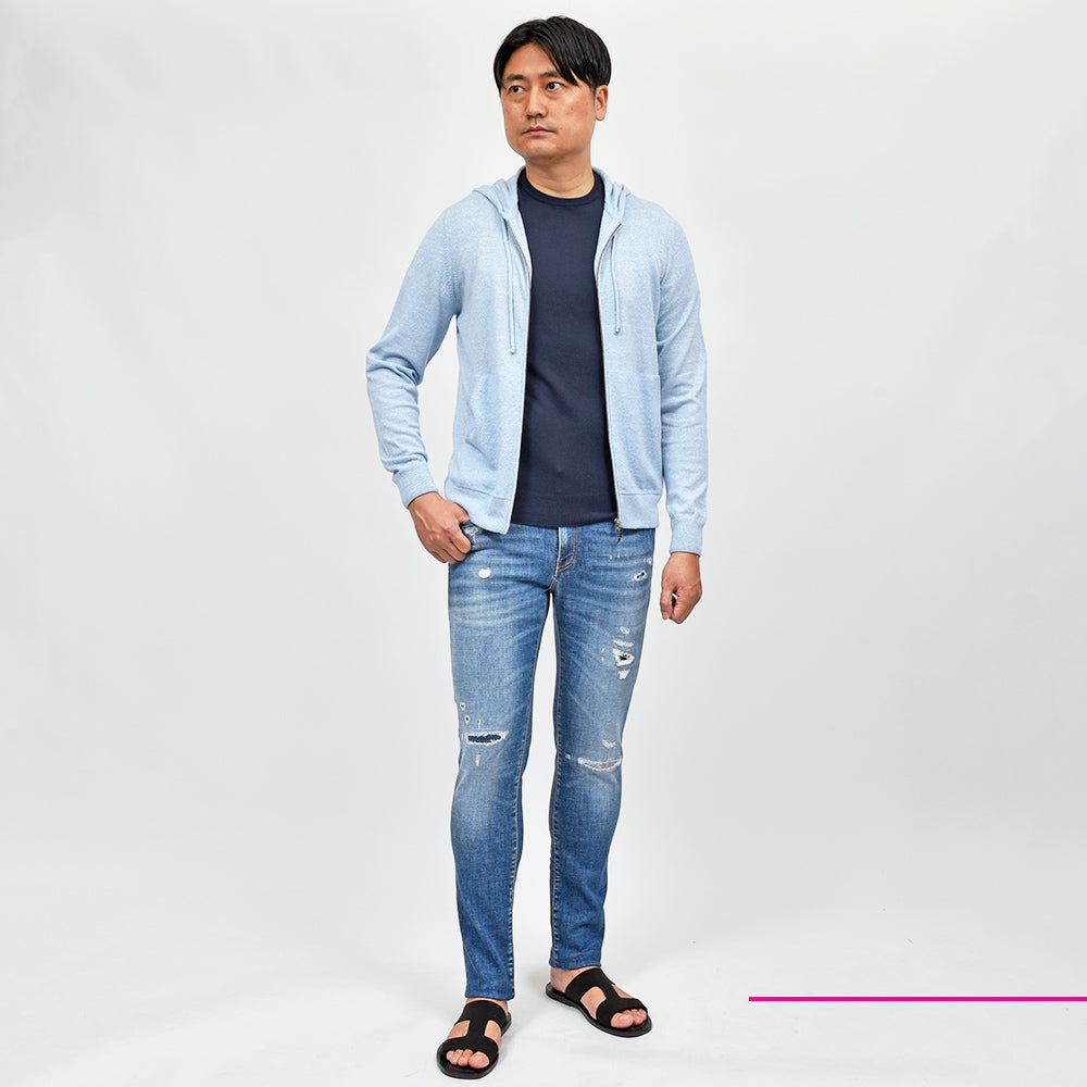 PT TORINO DENIM ピーティートリノデニム コットン ストレッチ ウォッシュド ダメージ&リペア デニムパンツ ROCK/SKINNY FIT/OA4720