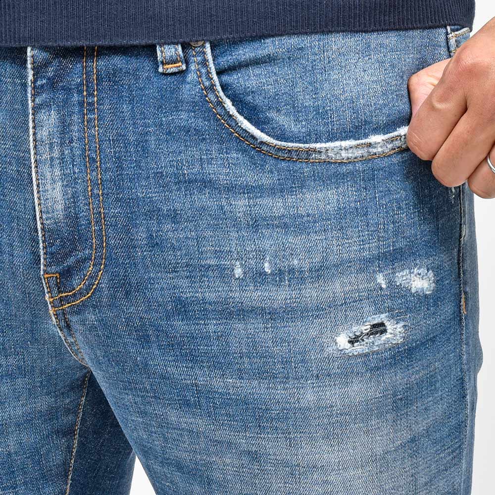 PT TORINO DENIM ピーティートリノデニム コットン ストレッチ ウォッシュド ダメージ&リペア デニムパンツ ROCK/SKINNY FIT/OA4720