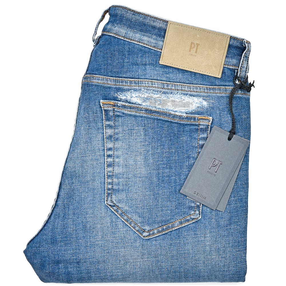 PT TORINO DENIM ピーティートリノデニム コットン ストレッチ ウォッシュド ダメージ&リペア デニムパンツ ROCK/SKINNY FIT/OA4720