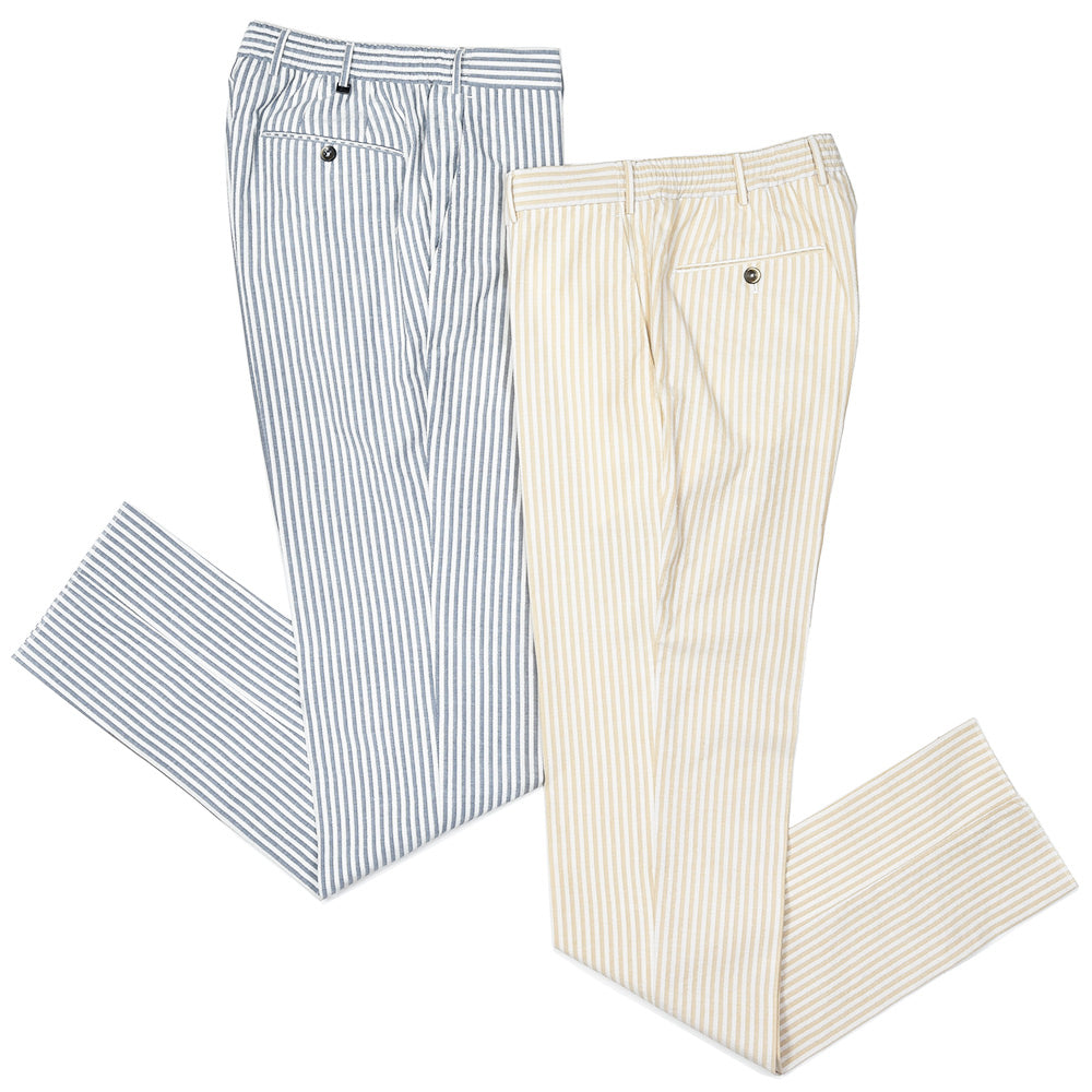 PT TORINO ピーティー トリノ コットン ナイロン ストライプ ノープリーツ インドローコード シャーリングパンツ SLIM FIT/SD68