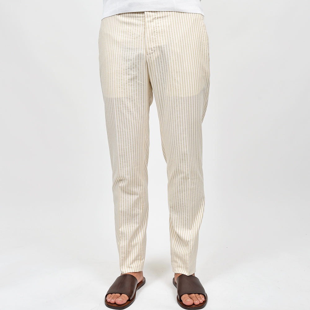 PT TORINO ピーティー トリノ コットン ナイロン ストライプ ノープリーツ インドローコード シャーリングパンツ SLIM FIT/SD68