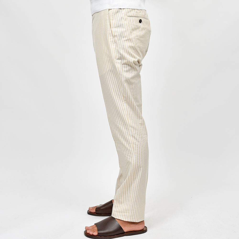 PT TORINO ピーティー トリノ コットン ナイロン ストライプ ノープリーツ インドローコード シャーリングパンツ SLIM FIT/SD68