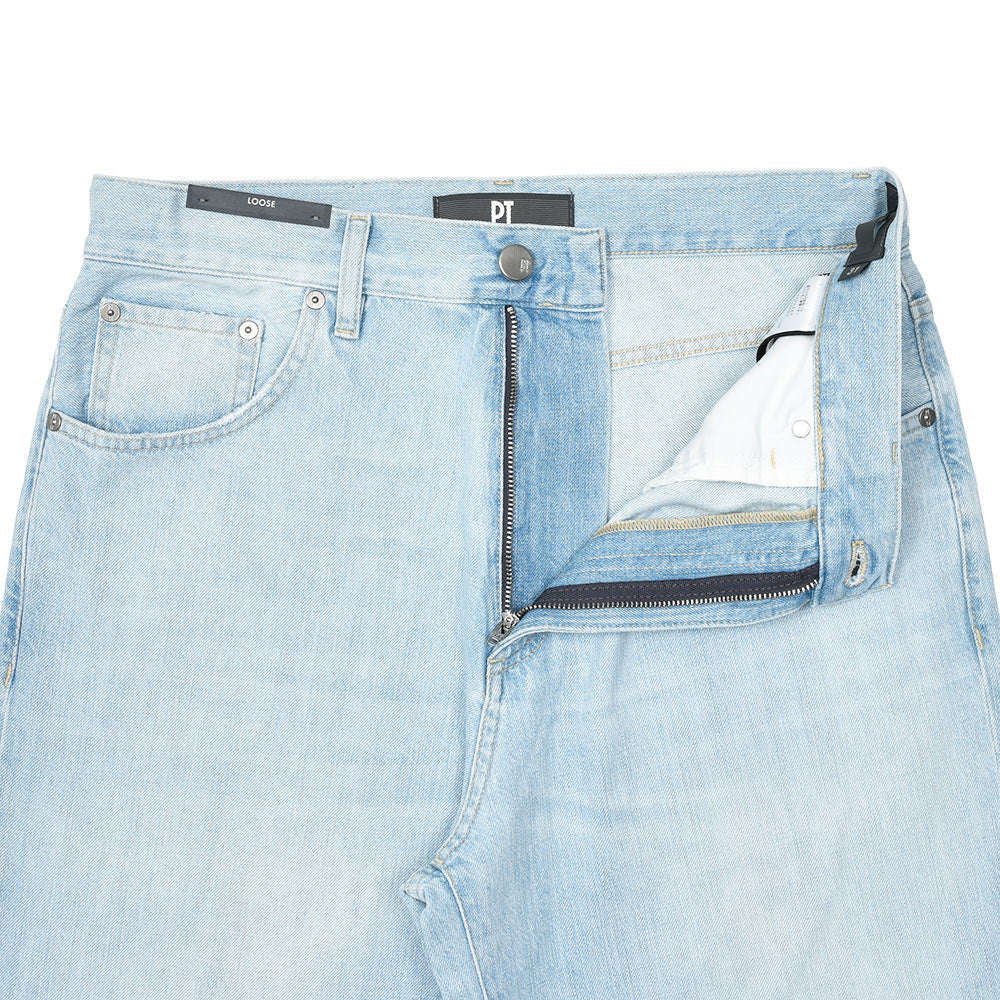 PT TORINO DENIM ピーティートリノデニム コットン ブリーチ デニムワイドパンツ RAP/LOOSE FIT/OA5050