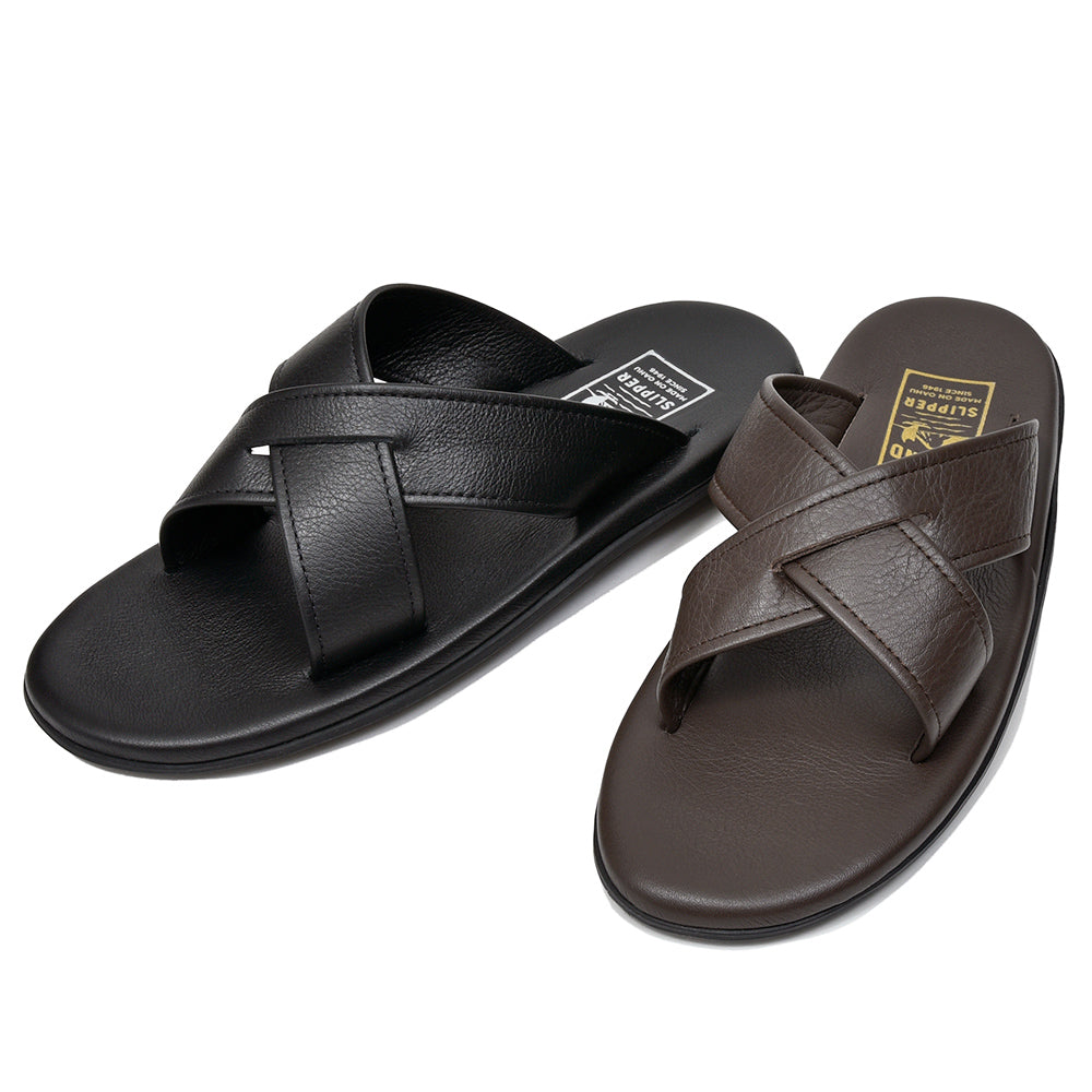ISLAND SLIPPER アイランドスリッパ PB223 フルグレインレザー ブラックソール クロス レザーサンダル