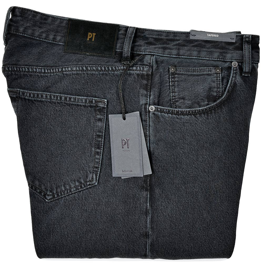 PT TORINO DENIM ピーティートリノデニム コットン ウォッシュド ブラックデニムパンツ REGGAE/TAPERED FIT/TX3810