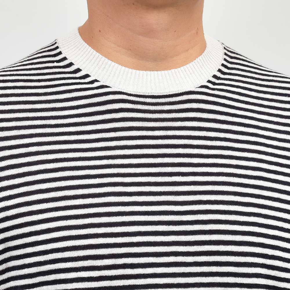 CIRCOLO 1901 チルコロ 1901 リネン コットン ボーダー クルーネック ニット
