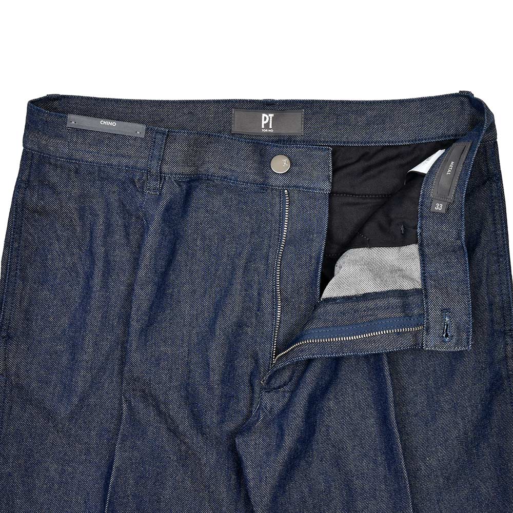PT TORINO DENIM ピーティートリノデニム コットン ウォッシュド 1プリーツ デニムチノパンツ METAL/CHINO FIT/OA5220