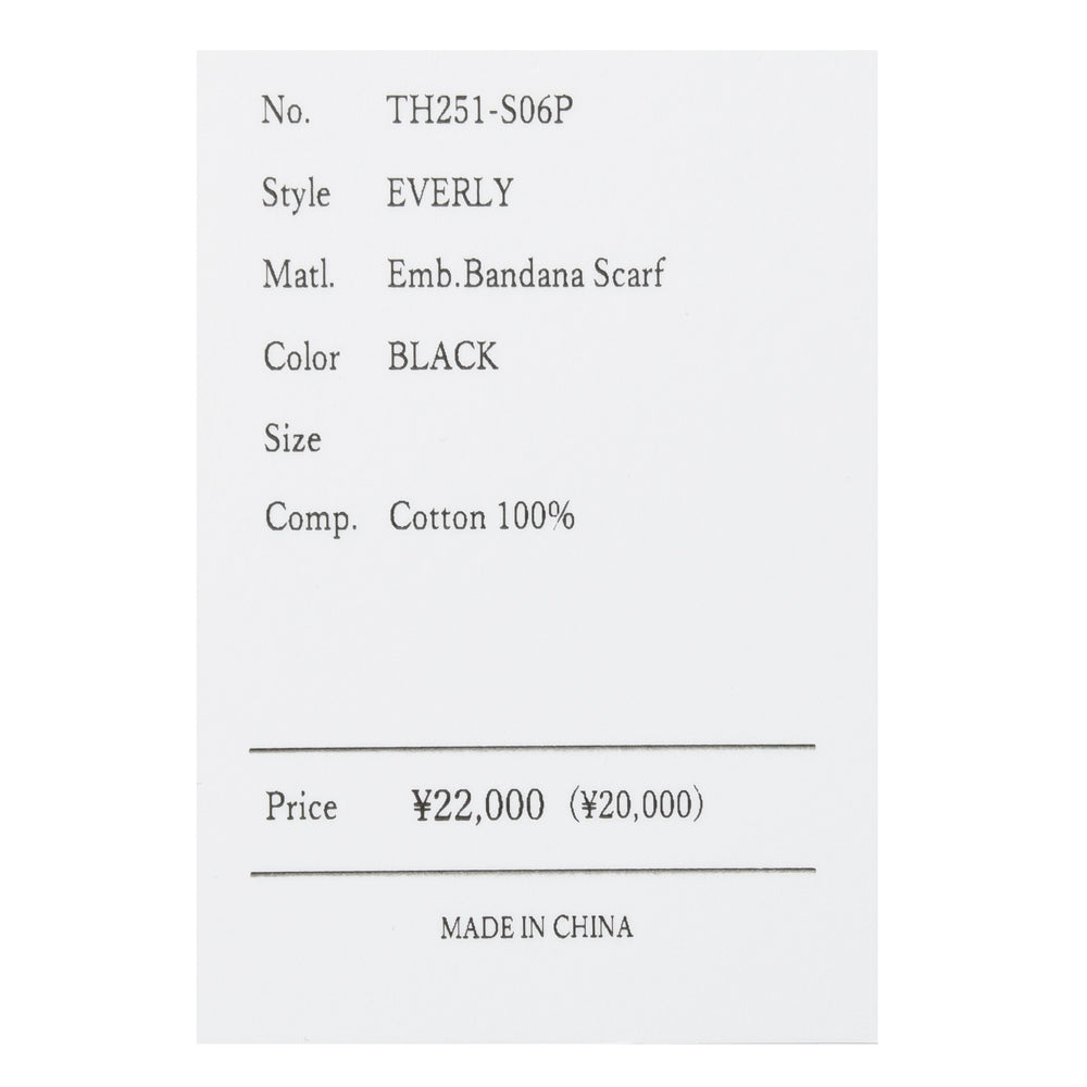 THROW(スロー) EVERY コットンエンブロイダリーバンダナスカーフ TH251-S06P genderless