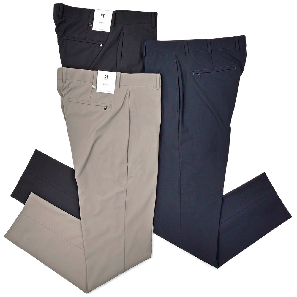 PT TORINO(ピーティー トリノ) ACTIVE ナイロンストレッチ ノープリーツパンツ EPSILON BACK ZIP/EJ04