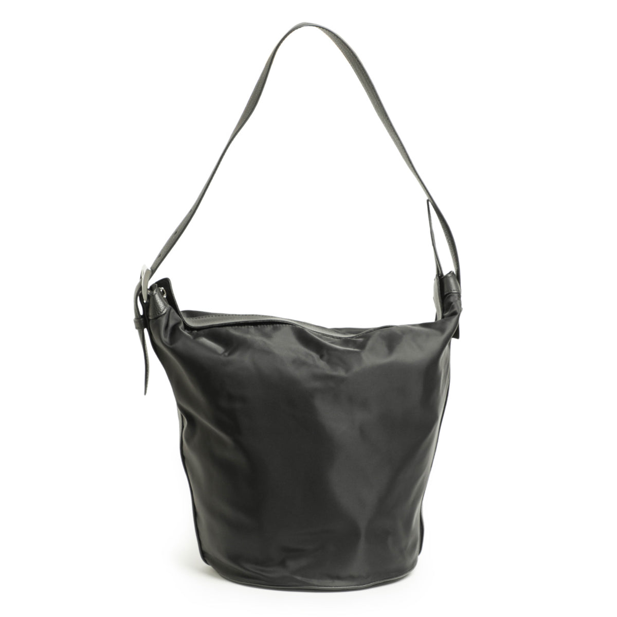 ペレティエ / ナイロン×シボレザー ショルダーバッグ/シルバーパーツ/Seau epaule BUCKET SHOULDER/BLACK