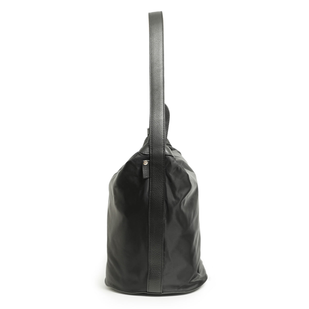 ペレティエ / ナイロン×シボレザー ショルダーバッグ/シルバーパーツ/Seau epaule BUCKET SHOULDER/BLACK