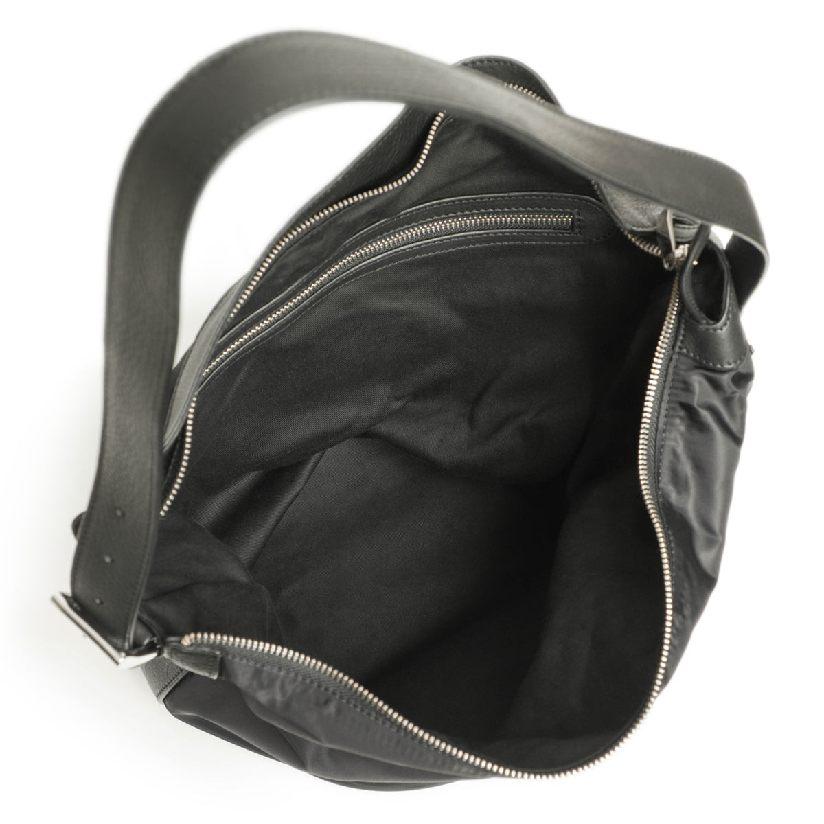 ペレティエ / ナイロン×シボレザー ショルダーバッグ/シルバーパーツ/Seau epaule BUCKET SHOULDER/BLACK