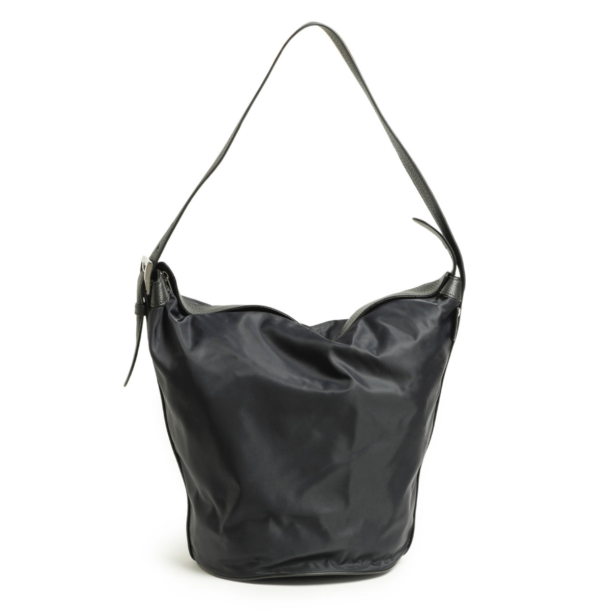 ペレティエ / ナイロン×シボレザー ショルダーバッグ/シルバーパーツ/Seau epaule BUCKET SHOULDER/NAVY