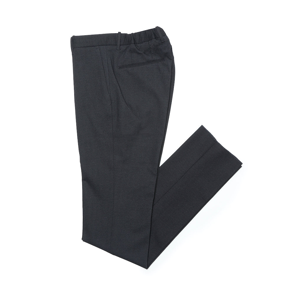 インコテックス / テクノジャージー バーズアイ ノープリーツ バックシャーリング パンツ(インドローコード付き)/SLIM FIT/1TS084 40950/ブラック