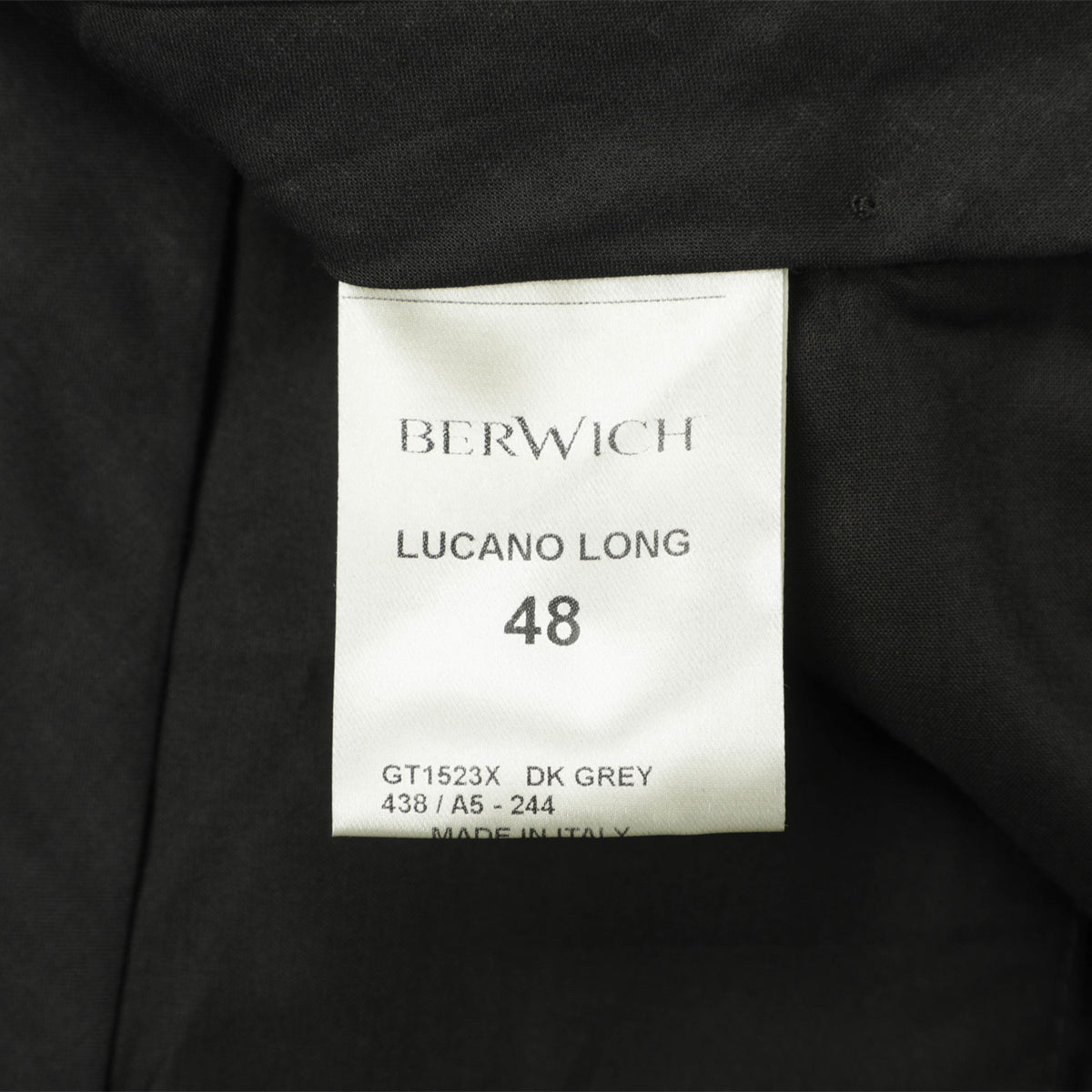 BERWICH(ベルウィッチ)LUCANO LONG|ワイドテーパードパンツ/ノープリーツ・ストレッチ/ウール混素材/GT1523X/ダークグレー