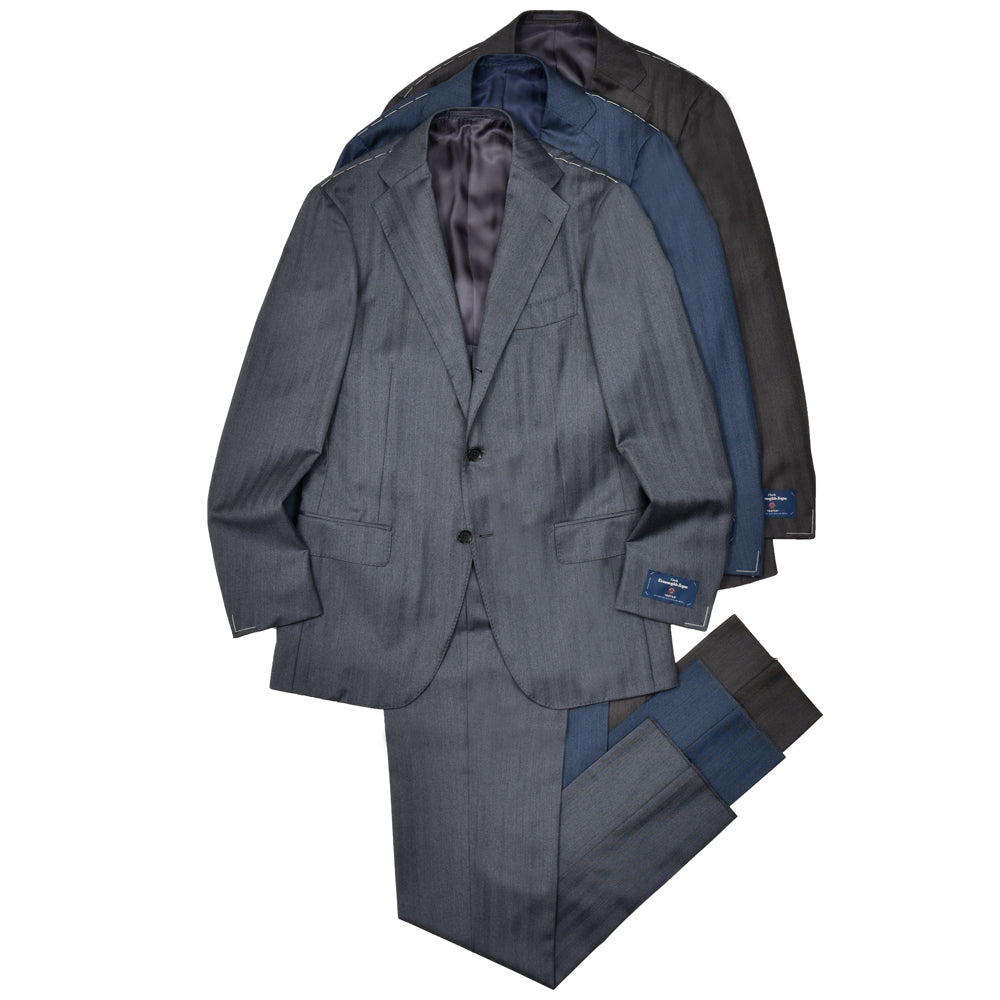 guji(グジ) ウールヘリンボーンストライプ3B1プリーツスーツ MADE BY RING JACKET / Ermenegildo Zegna - TROFEO 17152200028