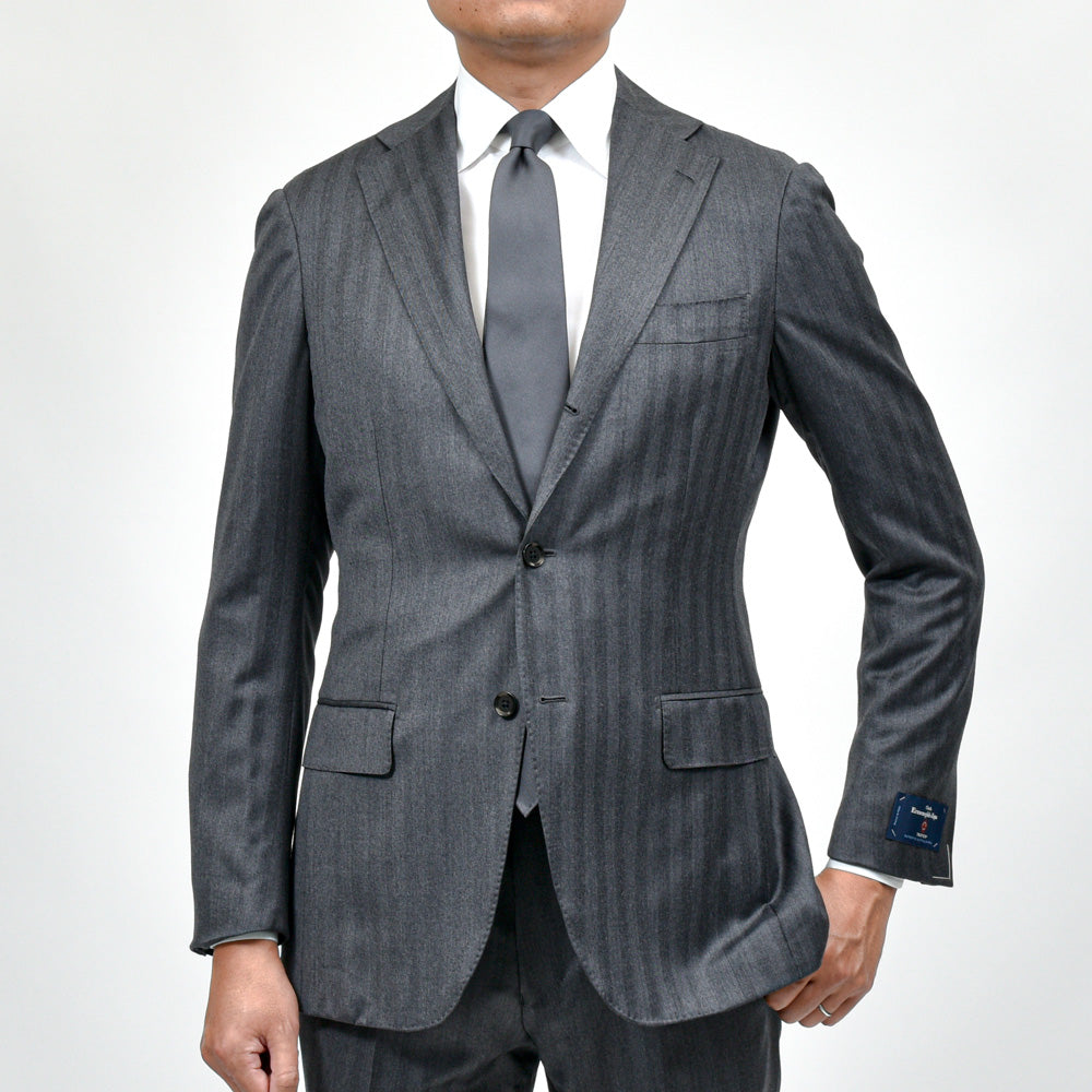 guji(グジ) ウールヘリンボーンストライプ3B1プリーツスーツ MADE BY RING JACKET / Ermenegildo Zegna - TROFEO 17152200028