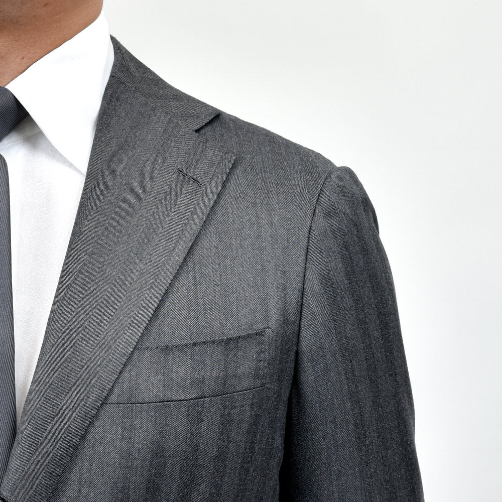 guji(グジ) ウールヘリンボーンストライプ3B1プリーツスーツ MADE BY RING JACKET / Ermenegildo Zegna - TROFEO 17152200028