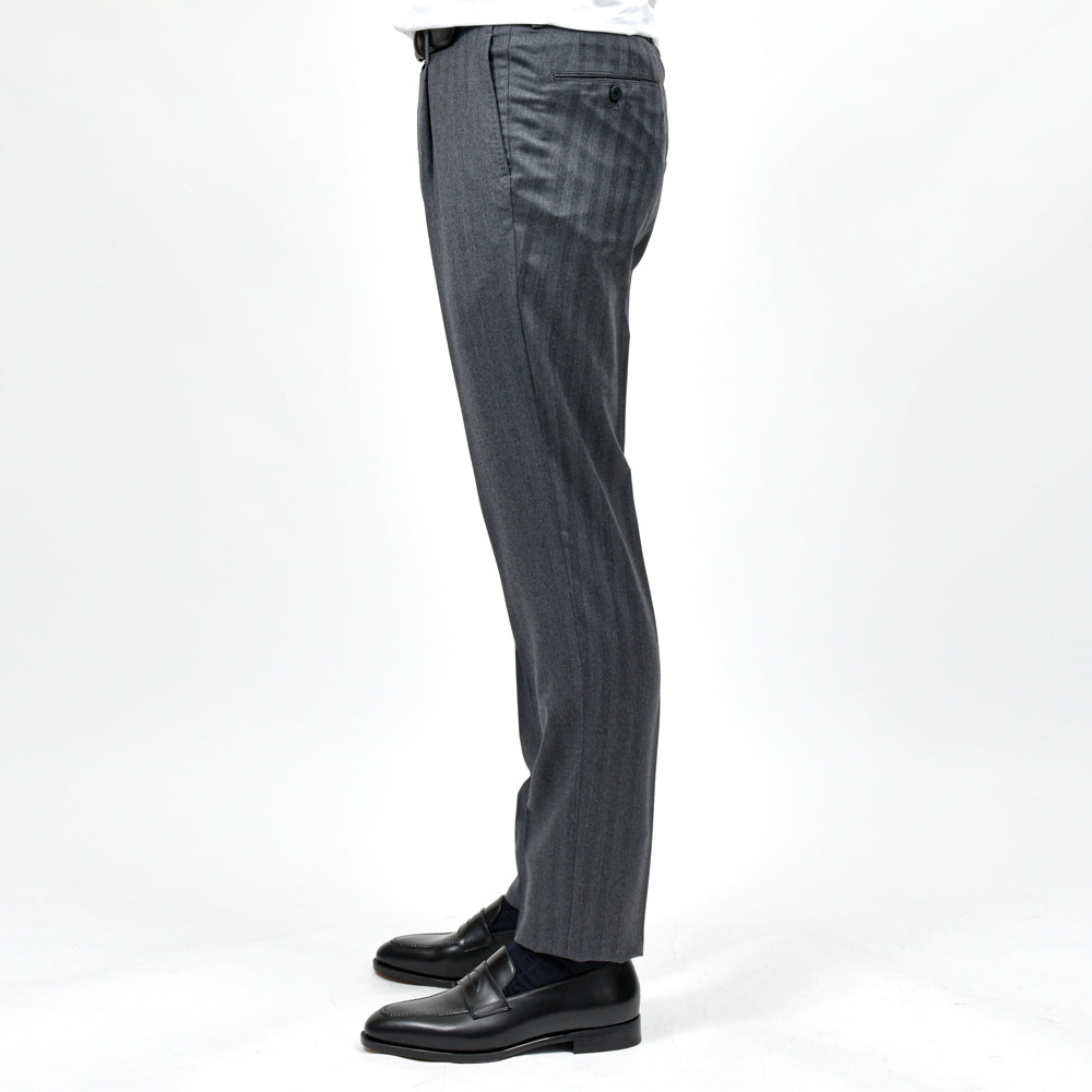 guji(グジ) ウールヘリンボーンストライプ3B1プリーツスーツ MADE BY RING JACKET / Ermenegildo Zegna - TROFEO 17152200028