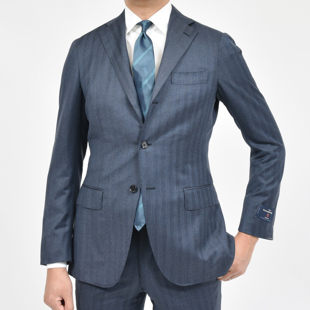 guji(グジ) ウールヘリンボーンストライプ3B1プリーツスーツ MADE BY RING JACKET / Ermenegildo Zegna - TROFEO 17152200028