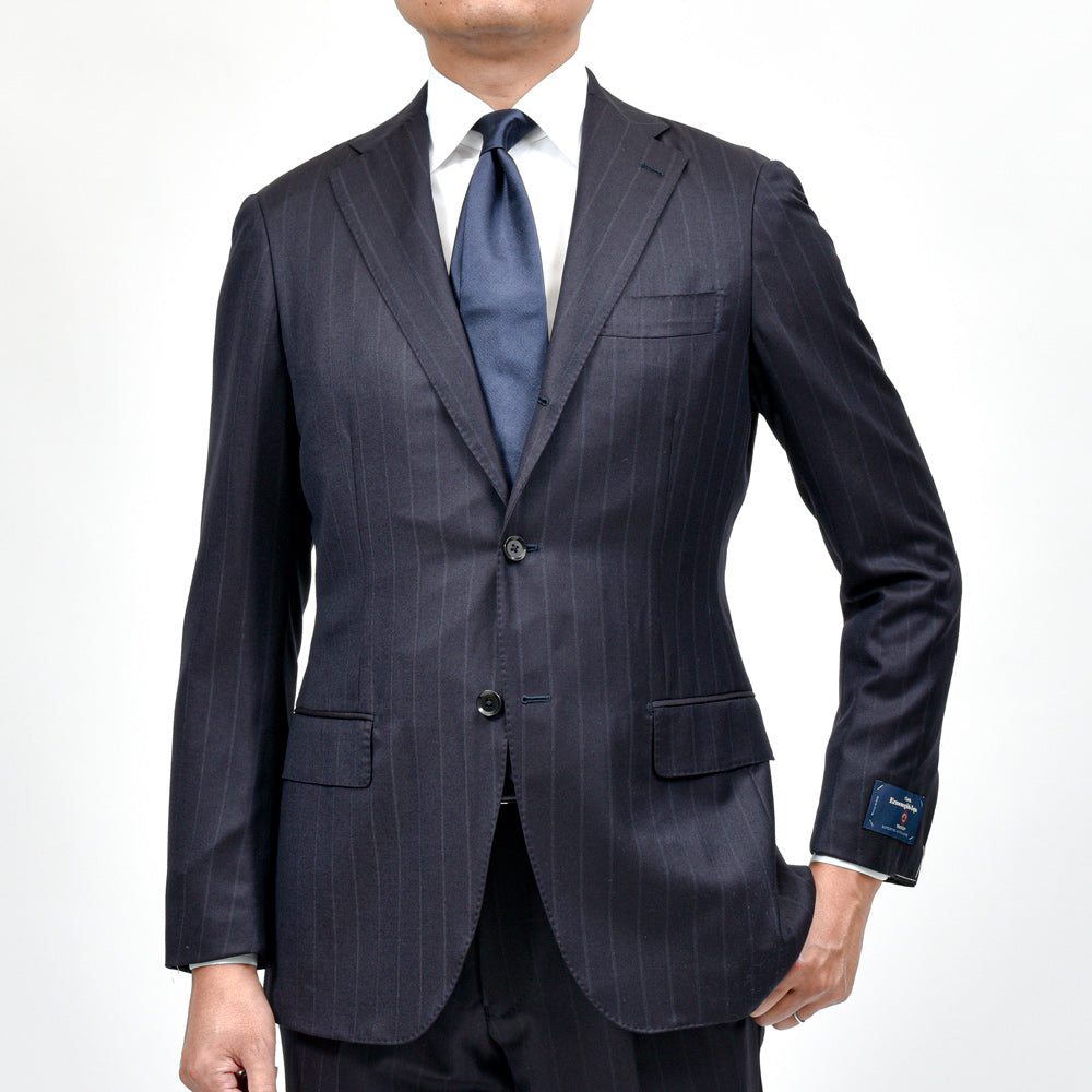 guji(グジ) ウールシャドーストライプ3B1プリーツスーツ MADE BY RING JACKET / Ermenegildo Zegna - TROFEO 17152201028
