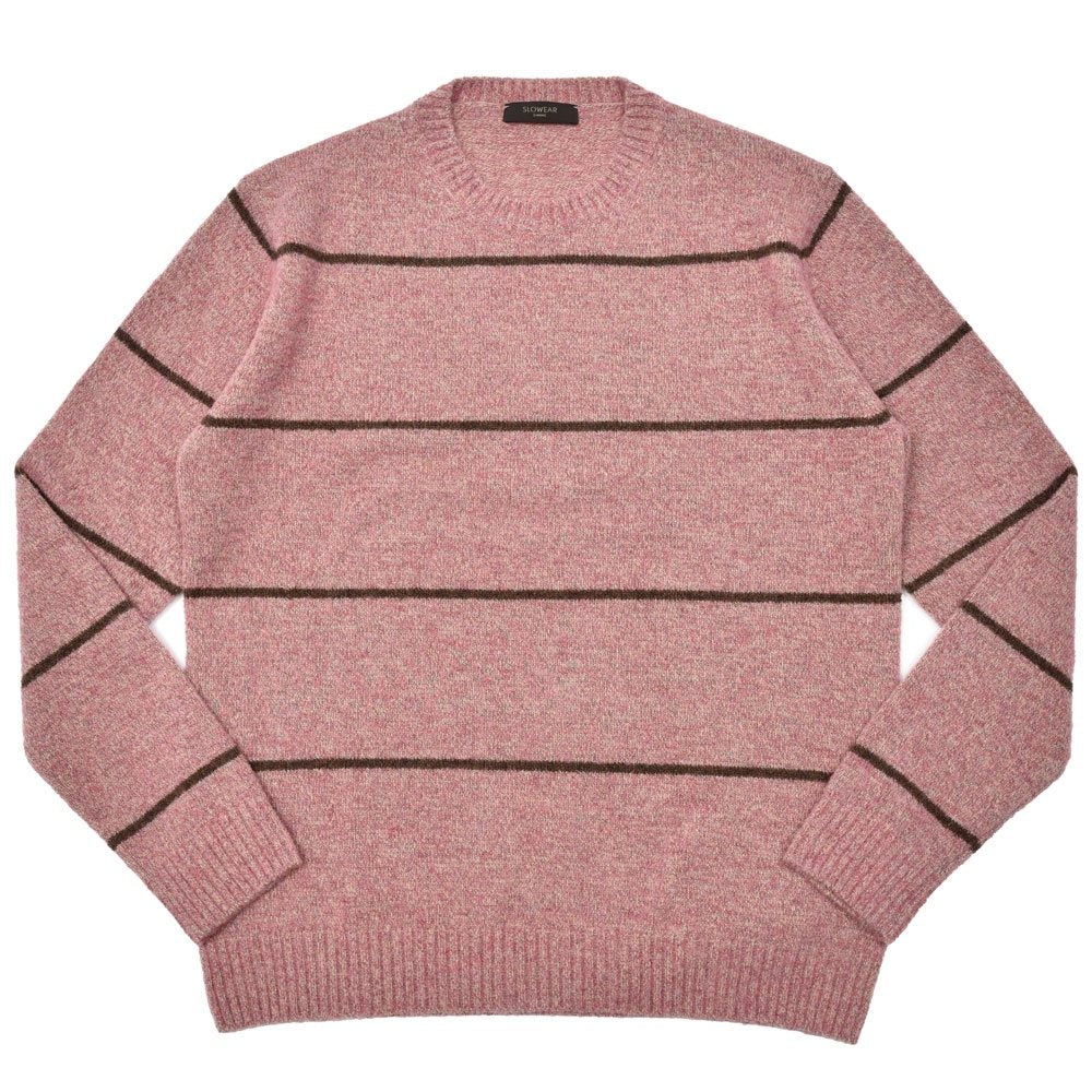 ZANONE(ザノーネ) 7ゲージウールナイロンクルーネックボーダーニット SLIM FIT/472-45413(M)