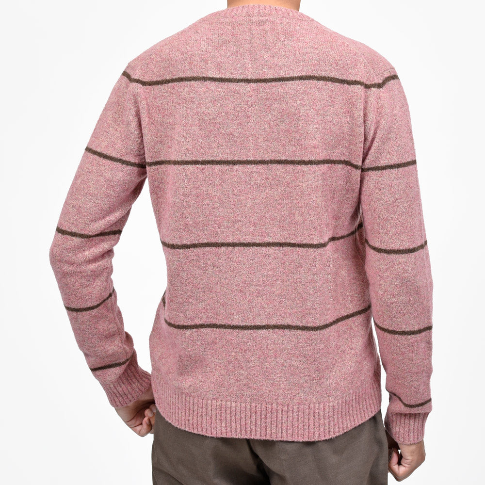 ZANONE(ザノーネ) 7ゲージウールナイロンクルーネックボーダーニット SLIM FIT/472-45413(M)