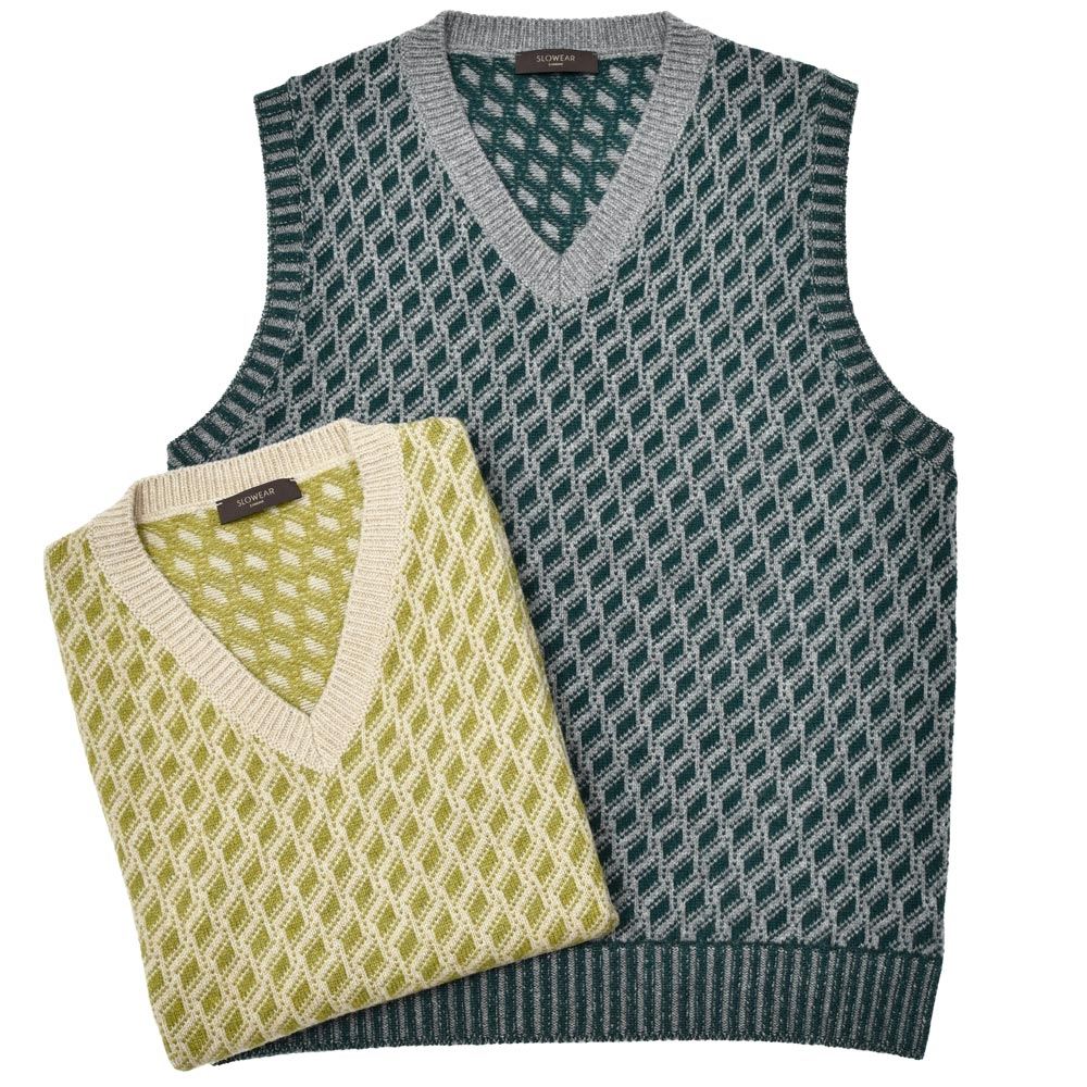 ZANONE(ザノーネ) 7ゲージウールジャガードV ネックニットベスト SLIM FIT/472-46601(M)
