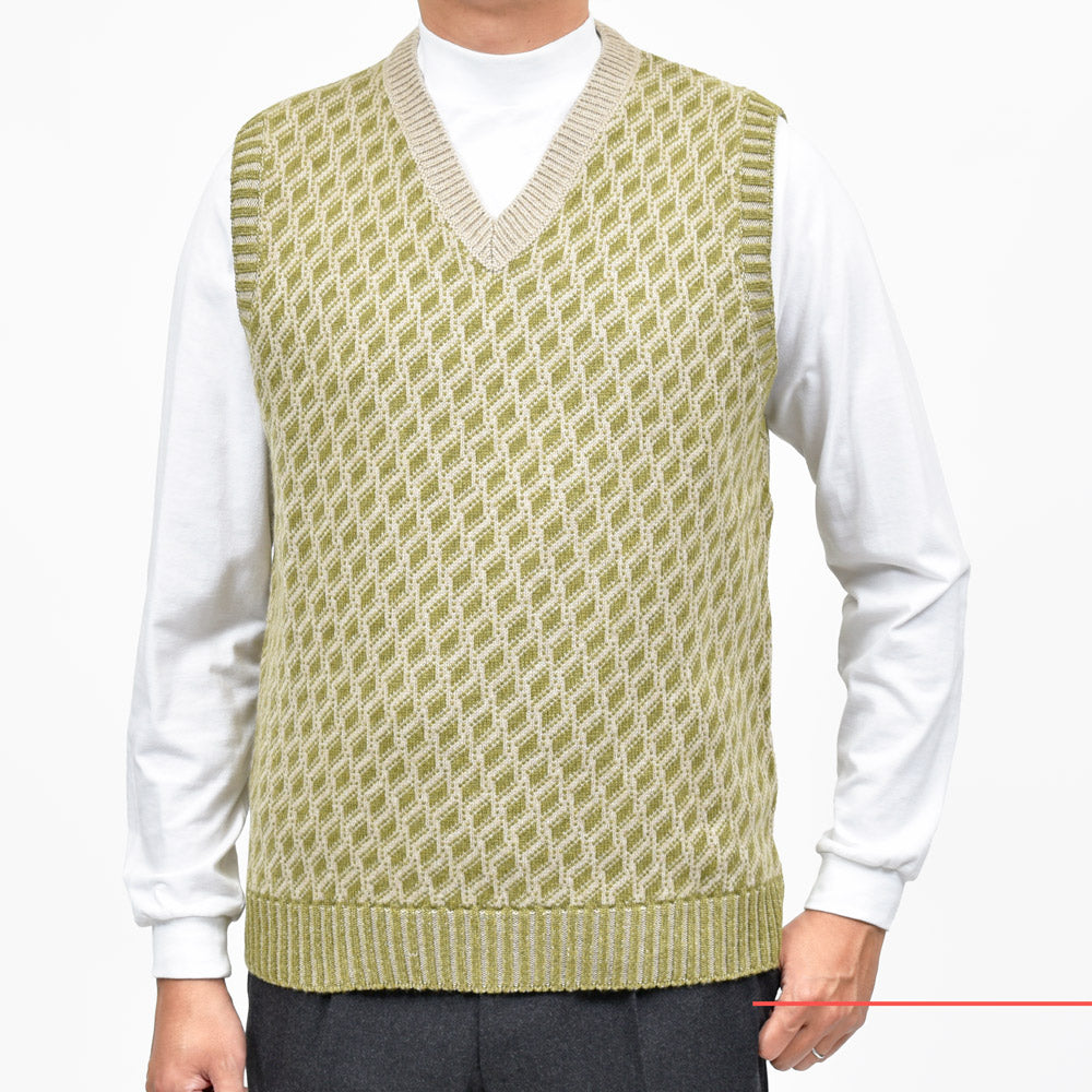 ZANONE(ザノーネ) 7ゲージウールジャガードV ネックニットベスト SLIM FIT/472-46601(M)