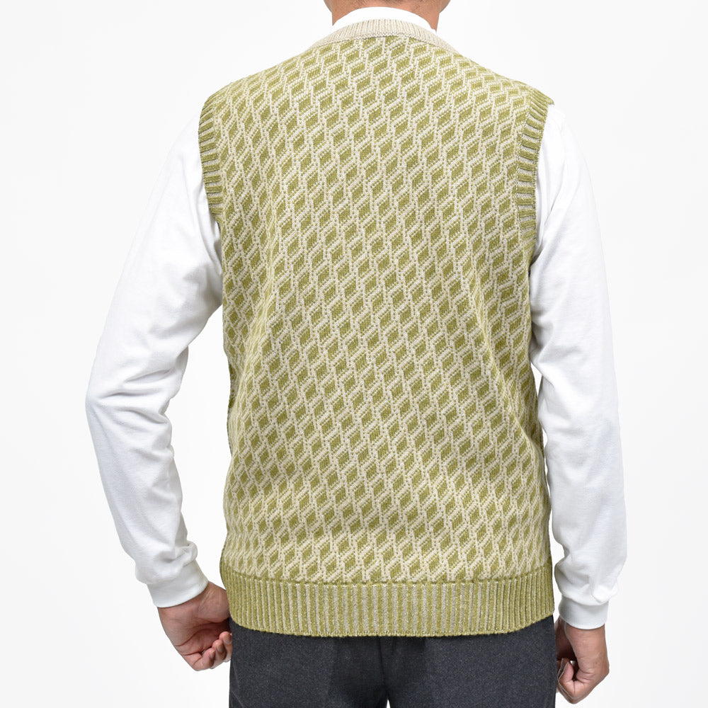 ZANONE(ザノーネ) 7ゲージウールジャガードV ネックニットベスト SLIM FIT/472-46601(M)