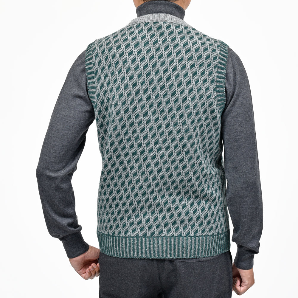 ZANONE(ザノーネ) 7ゲージウールジャガードV ネックニットベスト SLIM FIT/472-46601(M)