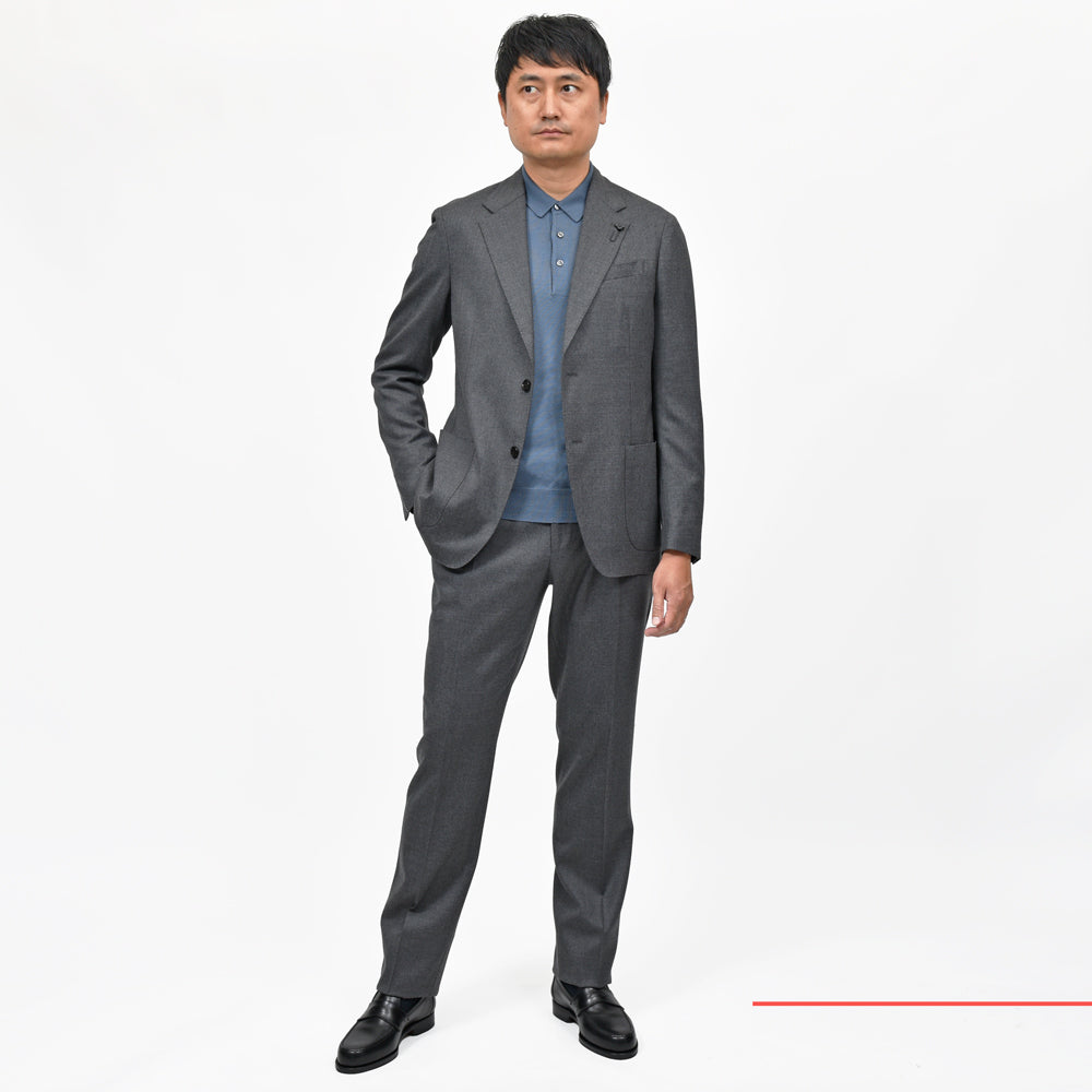 LARDINI(ラルディーニ) ROMAローマ ストレッチウールライトフランネル2B1プリーツスーツ 5216-86301Q5402